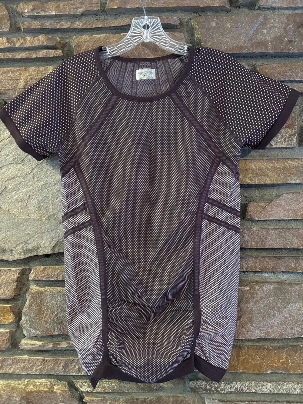 Athleta Short-Sleeve Performance Tee in Eggplant and Pink